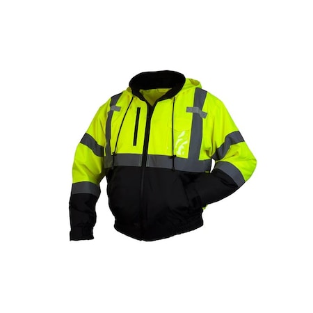 Pyramex Hi-Vis Bomber Jacket, Polyester, Lime/Black, S RJ3110S